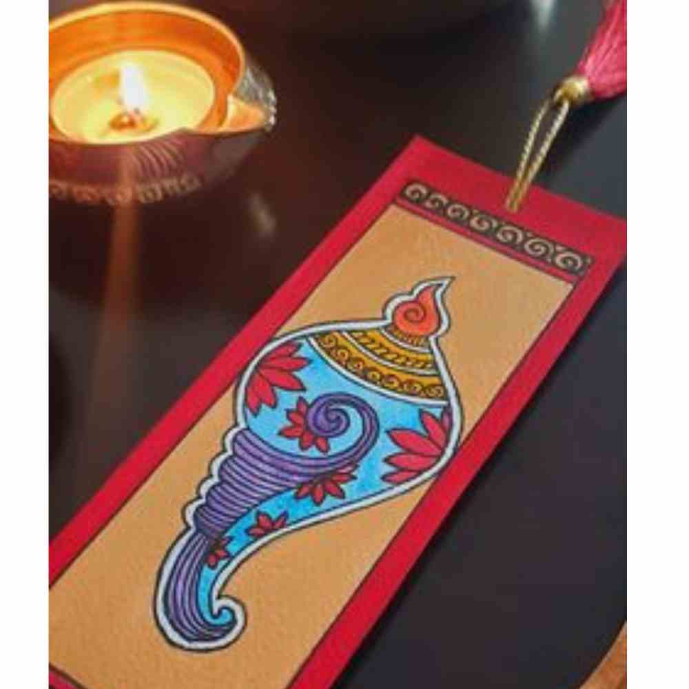 Blue Shank Madhubani Handpainted Bookmark